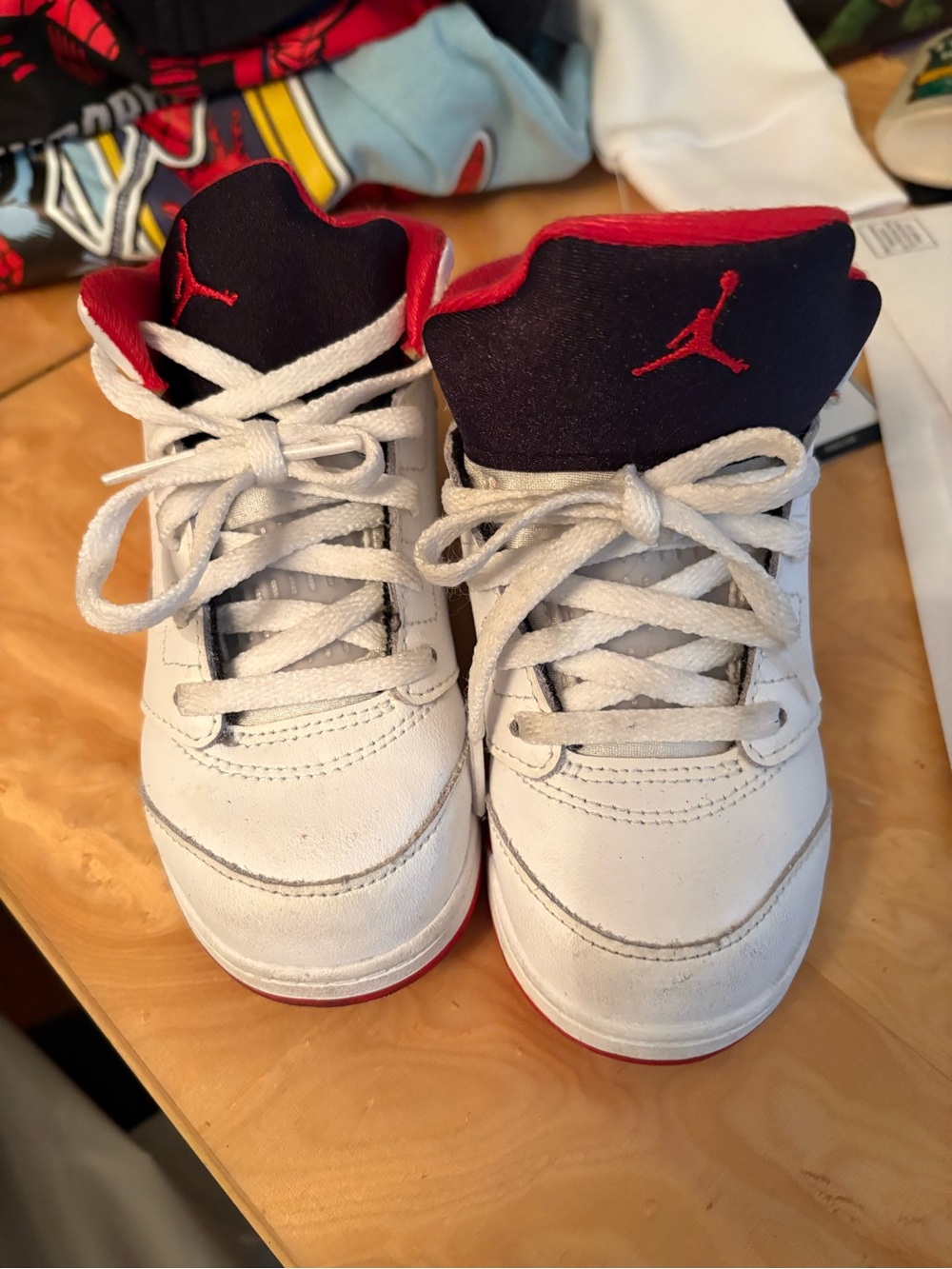 Jordan Kids White and Red Sneakers